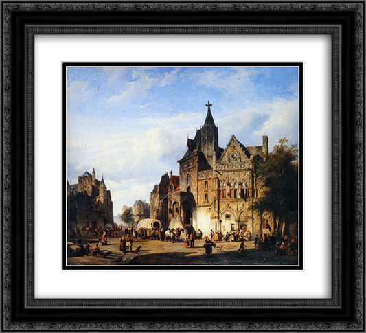 Cityview 22x20 Black Ornate Wood Framed Art Print Poster with Double Matting by Springer, Cornelis