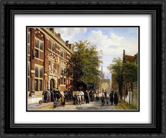 Cityview Hoorn 24x20 Black Ornate Wood Framed Art Print Poster with Double Matting by Springer, Cornelis