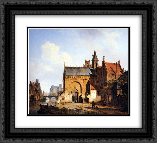 Fantasy cityview of Maassluis 22x20 Black Ornate Wood Framed Art Print Poster with Double Matting by Springer, Cornelis