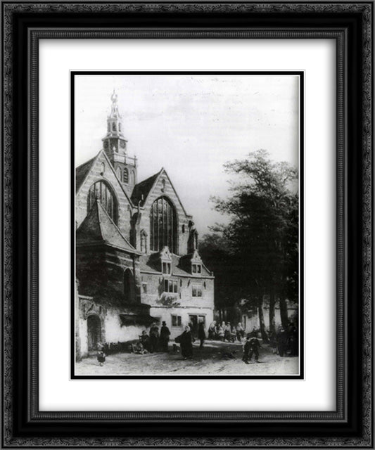 Janskerk (Gouda) 20x24 Black Ornate Wood Framed Art Print Poster with Double Matting by Springer, Cornelis
