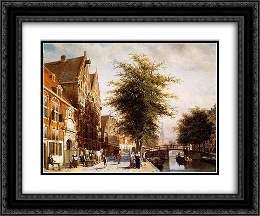 Lombard Voorburgwal Amsterdam 24x20 Black Ornate Wood Framed Art Print Poster with Double Matting by Springer, Cornelis