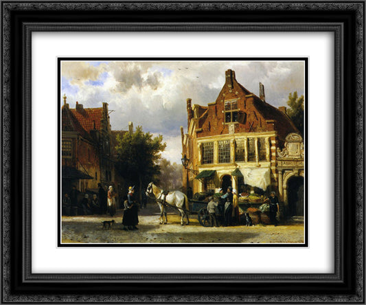 The Corner of Westerstraat and Tabakstraat in Enkhuizen 24x20 Black Ornate Wood Framed Art Print Poster with Double Matting by Springer, Cornelis