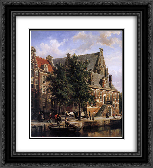 The Oude Waag at the Westerkerk 20x22 Black Ornate Wood Framed Art Print Poster with Double Matting by Springer, Cornelis