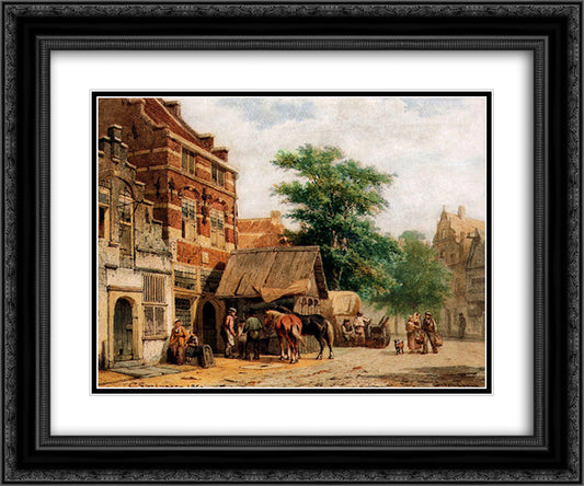 View at Culemborg 24x20 Black Ornate Wood Framed Art Print Poster with Double Matting by Springer, Cornelis