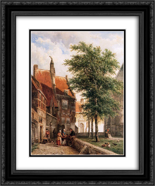 View behind the Grote Kerk in Naarden 20x24 Black Ornate Wood Framed Art Print Poster with Double Matting by Springer, Cornelis