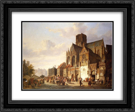 View of Montelspran 24x20 Black Ornate Wood Framed Art Print Poster with Double Matting by Springer, Cornelis