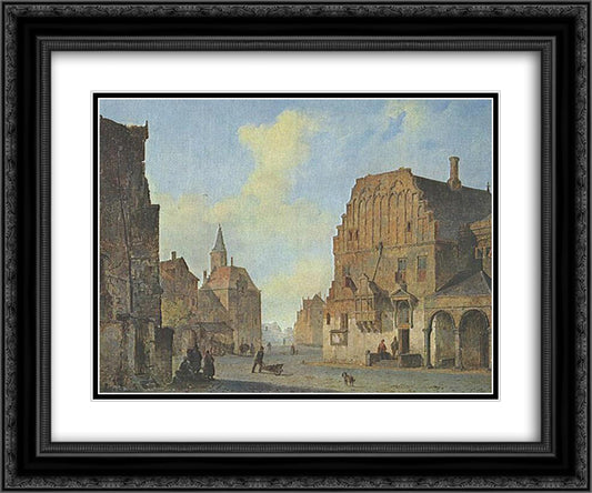 View of the old town hall in Arnhem, with fantasy elements 24x20 Black Ornate Wood Framed Art Print Poster with Double Matting by Springer, Cornelis