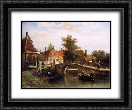 View on Enkhuizen 24x20 Black Ornate Wood Framed Art Print Poster with Double Matting by Springer, Cornelis