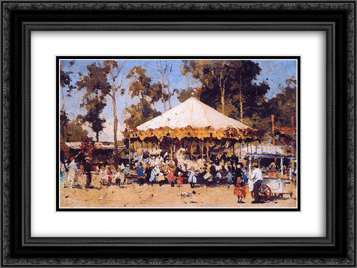 Fair In Laren 24x18 Black Ornate Wood Framed Art Print Poster with Double Matting by Vreedenburgh, Cornelis