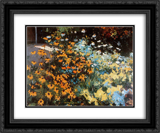 Flower Beauty 24x20 Black Ornate Wood Framed Art Print Poster with Double Matting by Vreedenburgh, Cornelis