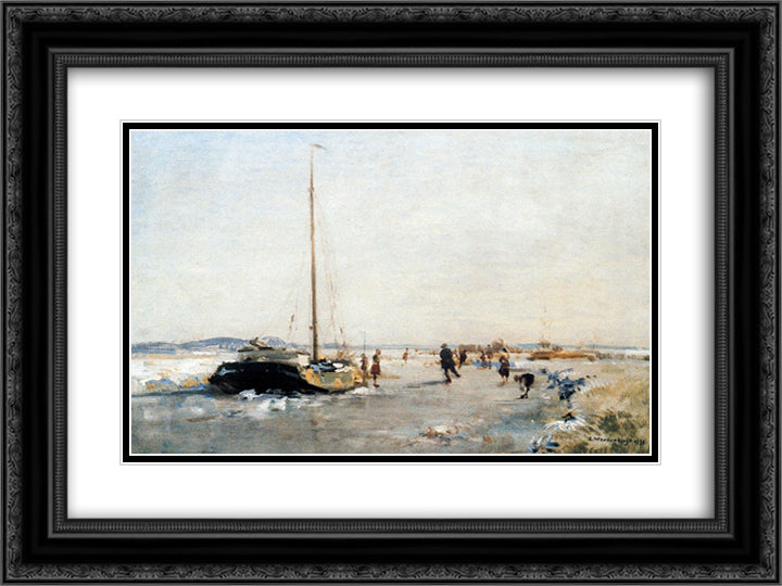 Frozen In Ship 24x18 Black Ornate Wood Framed Art Print Poster with Double Matting by Vreedenburgh, Cornelis