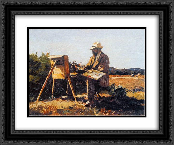 Painter Jan Bakker At Work 24x20 Black Ornate Wood Framed Art Print Poster with Double Matting by Vreedenburgh, Cornelis