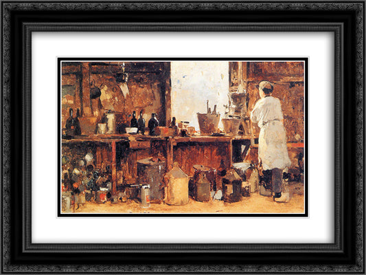 Painter's Workshop 24x18 Black Ornate Wood Framed Art Print Poster with Double Matting by Vreedenburgh, Cornelis
