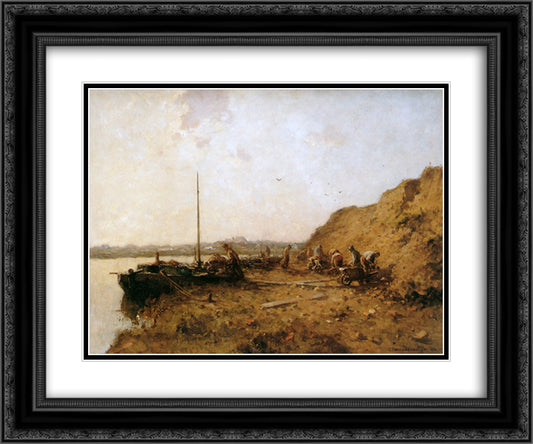 Sand diggers 24x20 Black Ornate Wood Framed Art Print Poster with Double Matting by Vreedenburgh, Cornelis