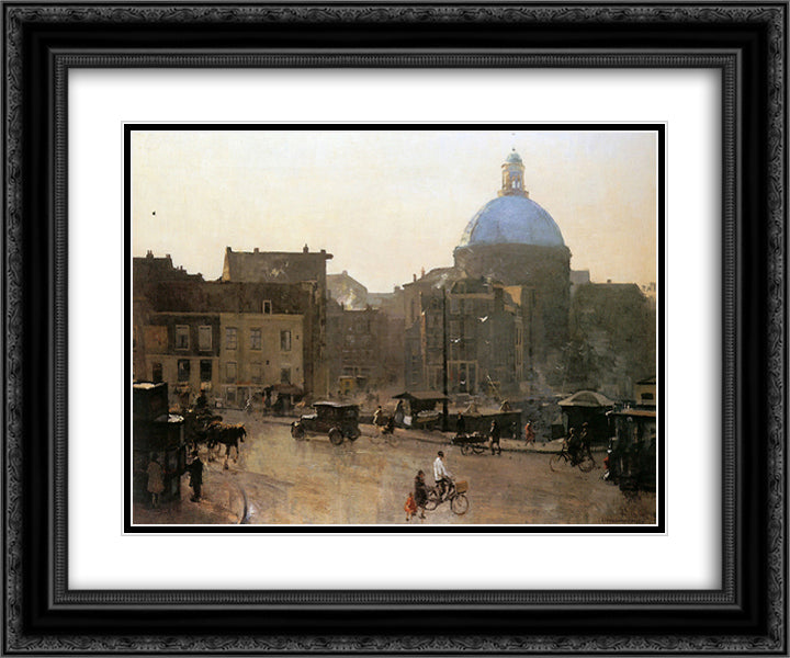 View Of The Singel, Amsterdam, With The Koepelkerk Beyond 24x20 Black Ornate Wood Framed Art Print Poster with Double Matting by Vreedenburgh, Cornelis