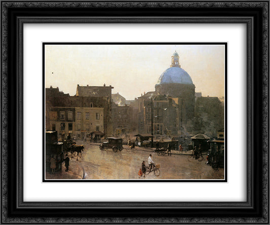 View Of The Singel, Amsterdam, With The Koepelkerk Beyond 24x20 Black Ornate Wood Framed Art Print Poster with Double Matting by Vreedenburgh, Cornelis