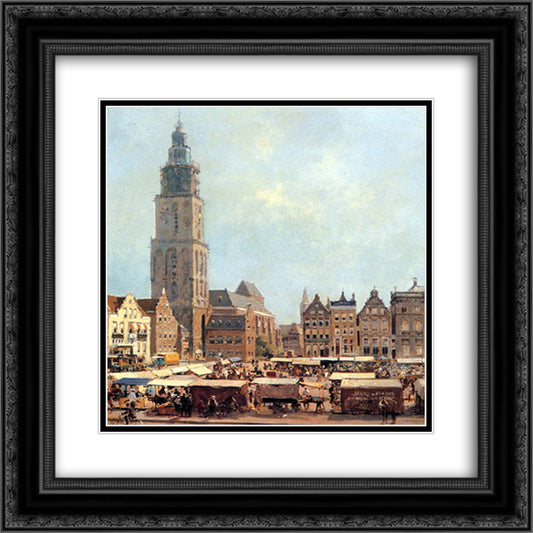 View On Market In Groningen 20x20 Black Ornate Wood Framed Art Print Poster with Double Matting by Vreedenburgh, Cornelis