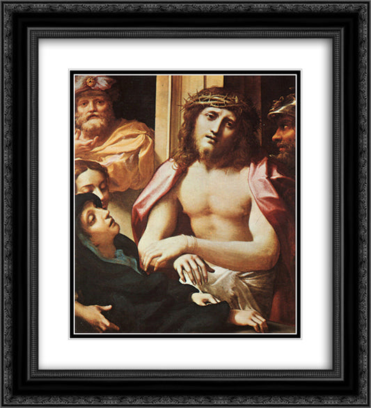 Christ Presented to the People (Ecce Homo) 20x22 Black Ornate Wood Framed Art Print Poster with Double Matting by Correggio