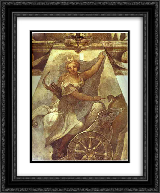 Diana 20x24 Black Ornate Wood Framed Art Print Poster with Double Matting by Correggio