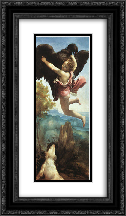 Ganymede 14x24 Black Ornate Wood Framed Art Print Poster with Double Matting by Correggio