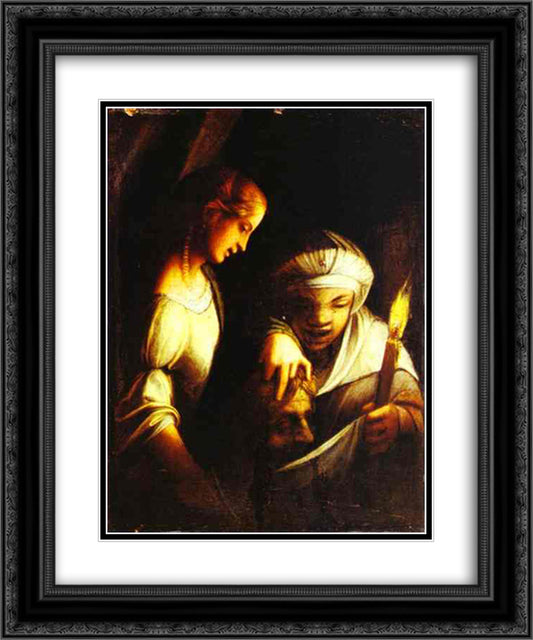 Judith 20x24 Black Ornate Wood Framed Art Print Poster with Double Matting by Correggio