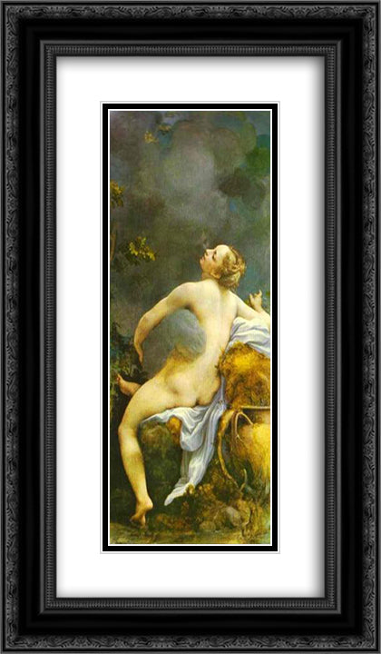 Jupiter and Io 14x24 Black Ornate Wood Framed Art Print Poster with Double Matting by Correggio