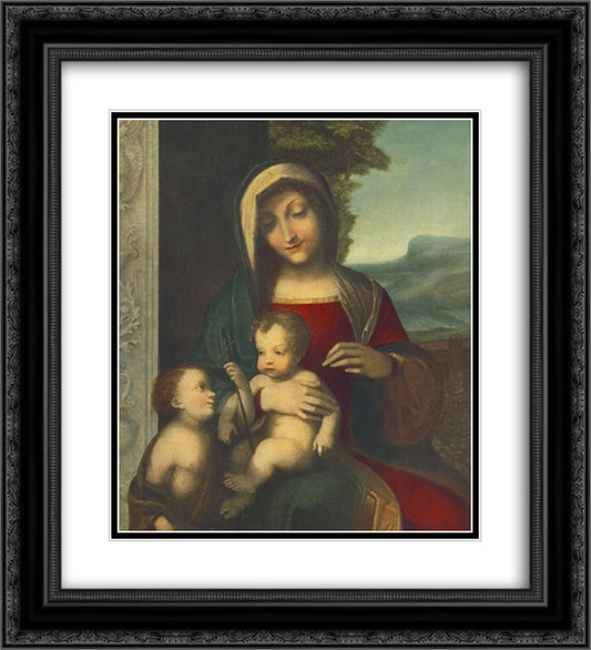 Madonna 20x22 Black Ornate Wood Framed Art Print Poster with Double Matting by Correggio