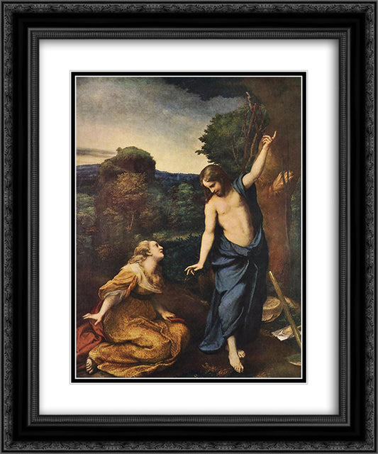 Noli Me Tangere 20x24 Black Ornate Wood Framed Art Print Poster with Double Matting by Correggio