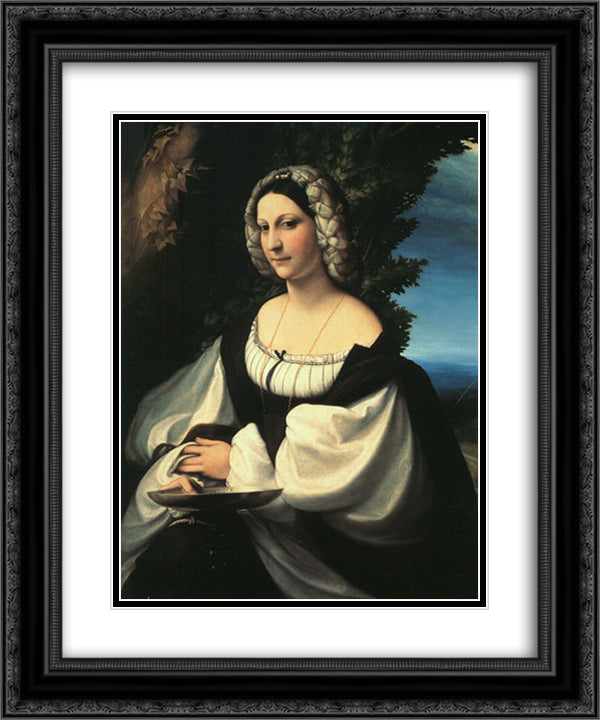 Portrait of a Gentlewoman 20x24 Black Ornate Wood Framed Art Print Poster with Double Matting by Correggio