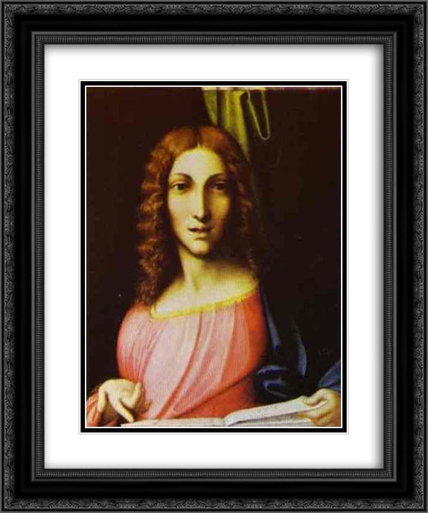 Salvator Mundi 20x24 Black Ornate Wood Framed Art Print Poster with Double Matting by Correggio