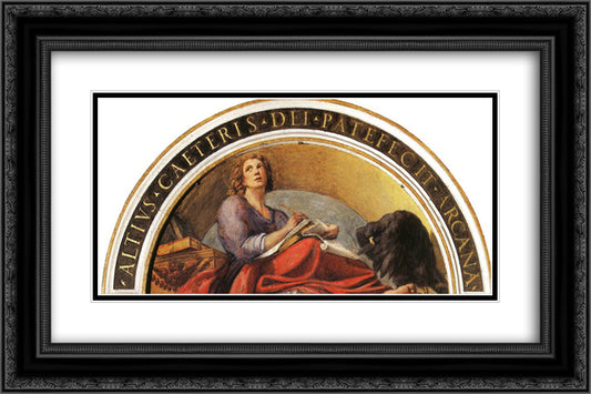 St. John the Evangelist 24x16 Black Ornate Wood Framed Art Print Poster with Double Matting by Correggio