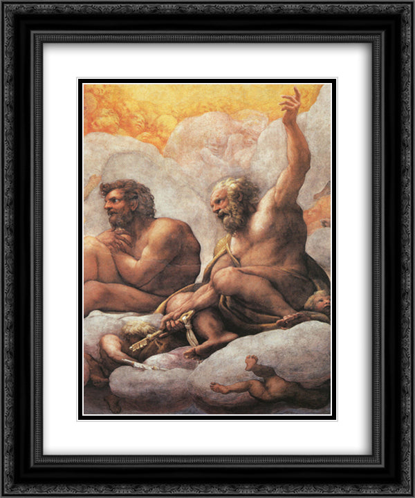 The Apostles Peter and Paul 20x24 Black Ornate Wood Framed Art Print Poster with Double Matting by Correggio