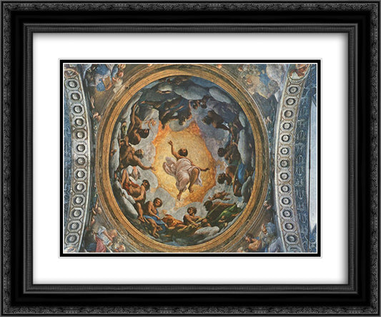 The Vision of St. John on Patmos 24x20 Black Ornate Wood Framed Art Print Poster with Double Matting by Correggio