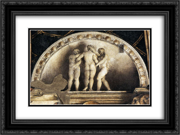 Three Graces 24x18 Black Ornate Wood Framed Art Print Poster with Double Matting by Correggio