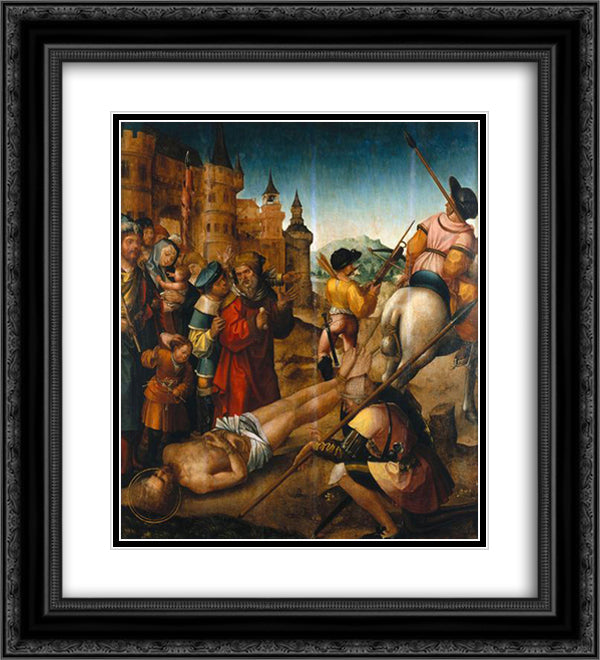 Mart­rio de Santo Hipolito 20x22 Black Ornate Wood Framed Art Print Poster with Double Matting by Figueiredo, Cristovao de
