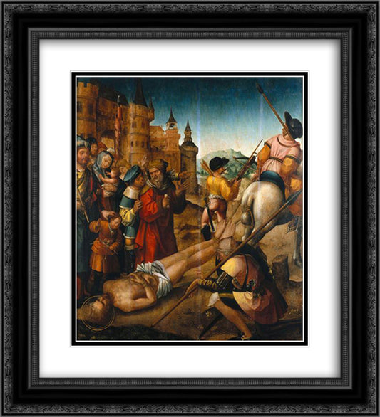 Mart­rio de Santo Hipolito 20x22 Black Ornate Wood Framed Art Print Poster with Double Matting by Figueiredo, Cristovao de