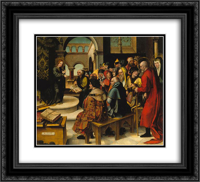 Menino Jesus entre os Doutores 22x20 Black Ornate Wood Framed Art Print Poster with Double Matting by Figueiredo, Cristovao de