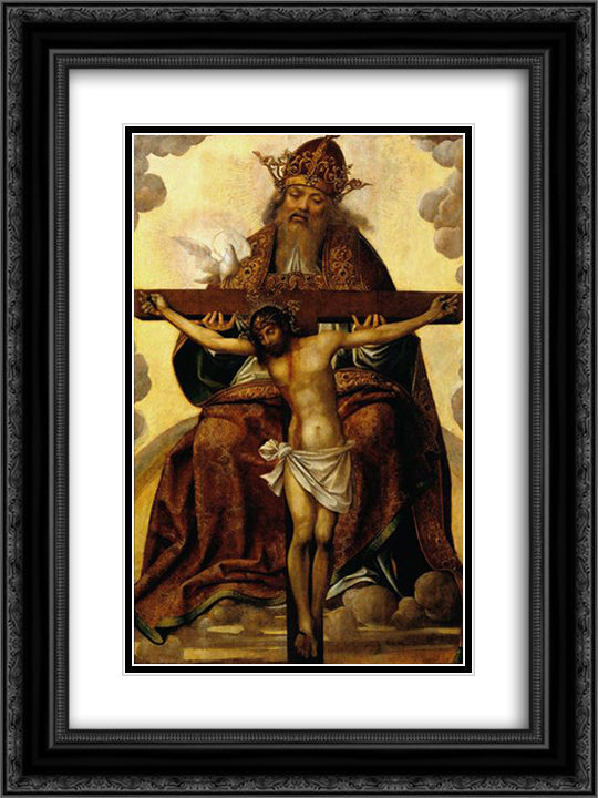 Sant­ssima Trindade 18x24 Black Ornate Wood Framed Art Print Poster with Double Matting by Figueiredo, Cristovao de