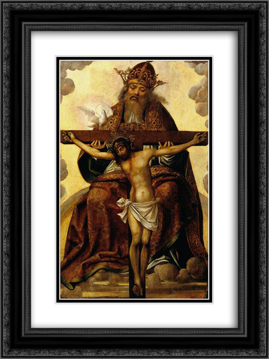 Sant­ssima Trindade 18x24 Black Ornate Wood Framed Art Print Poster with Double Matting by Figueiredo, Cristovao de