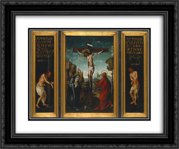 Tr­ptico da Paixo de Cristo 24x20 Black Ornate Wood Framed Art Print Poster with Double Matting by Figueiredo, Cristovao de