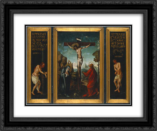 Tr­ptico da Paixo de Cristo 24x20 Black Ornate Wood Framed Art Print Poster with Double Matting by Figueiredo, Cristovao de