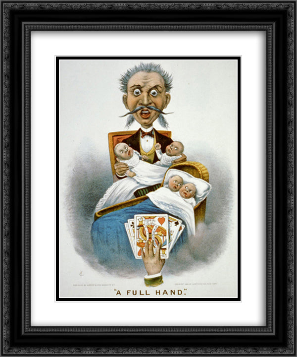 A full hand 20x24 Black Ornate Wood Framed Art Print Poster with Double Matting by Currier and Ives