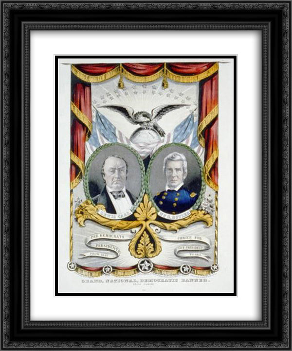 Campaign poster for Democrats 20x24 Black Ornate Wood Framed Art Print Poster with Double Matting by Currier and Ives