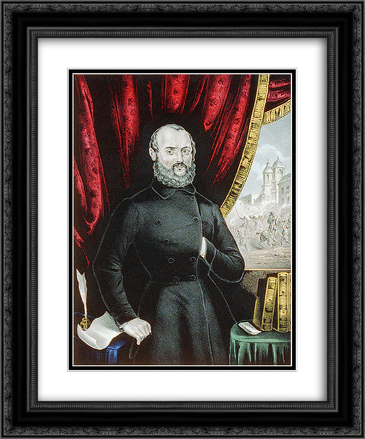 Gustav Struve 20x24 Black Ornate Wood Framed Art Print Poster with Double Matting by Currier and Ives