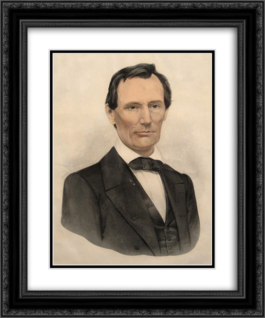 Hon. Abraham Lincoln, Our Next President 20x24 Black Ornate Wood Framed Art Print Poster with Double Matting by Currier and Ives