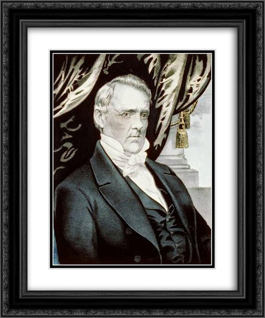 James Buchanan 20x24 Black Ornate Wood Framed Art Print Poster with Double Matting by Currier and Ives