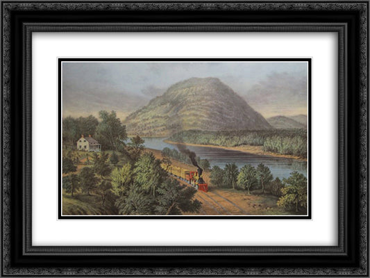 Lookout Mountain Tennessee 24x18 Black Ornate Wood Framed Art Print Poster with Double Matting by Currier and Ives