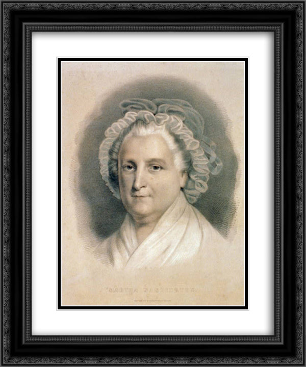 Martha Washington 20x24 Black Ornate Wood Framed Art Print Poster with Double Matting by Currier and Ives