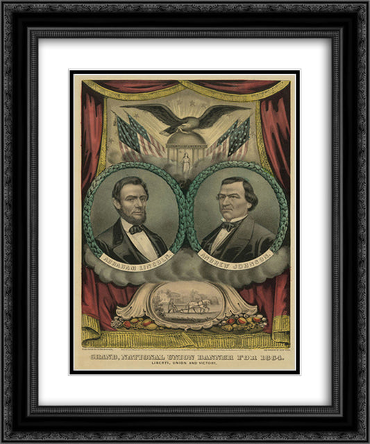 Republican presidential ticket 20x24 Black Ornate Wood Framed Art Print Poster with Double Matting by Currier and Ives