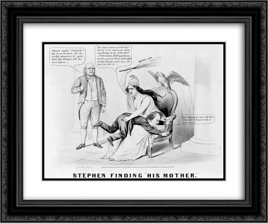 Spanking Douglas 24x20 Black Ornate Wood Framed Art Print Poster with Double Matting by Currier and Ives